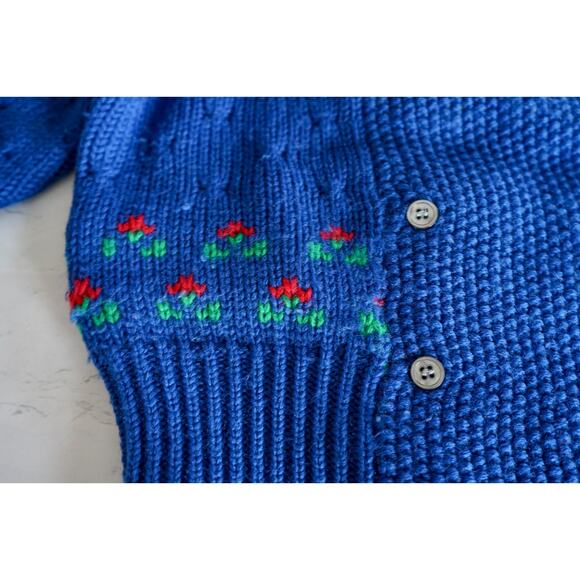 VTG Carroll Reed Wool Floral Chunky Knit Cardigan Sweater S Cottagecore Dainty - Picture 4 of 16